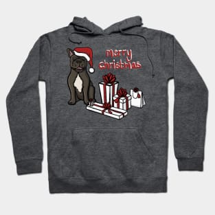 Merry Christmas French Bulldog Santa Hat And Gifts Digital Illustration Hoodie